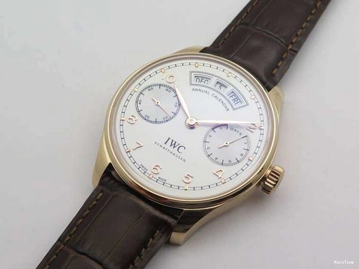 MIROTIME 0817 Portuguese Real PR Real Annual Calendar RG IW503504 YLF 1:1 Best Edition White Dial On Leather Strap A TimelessDesign 7242